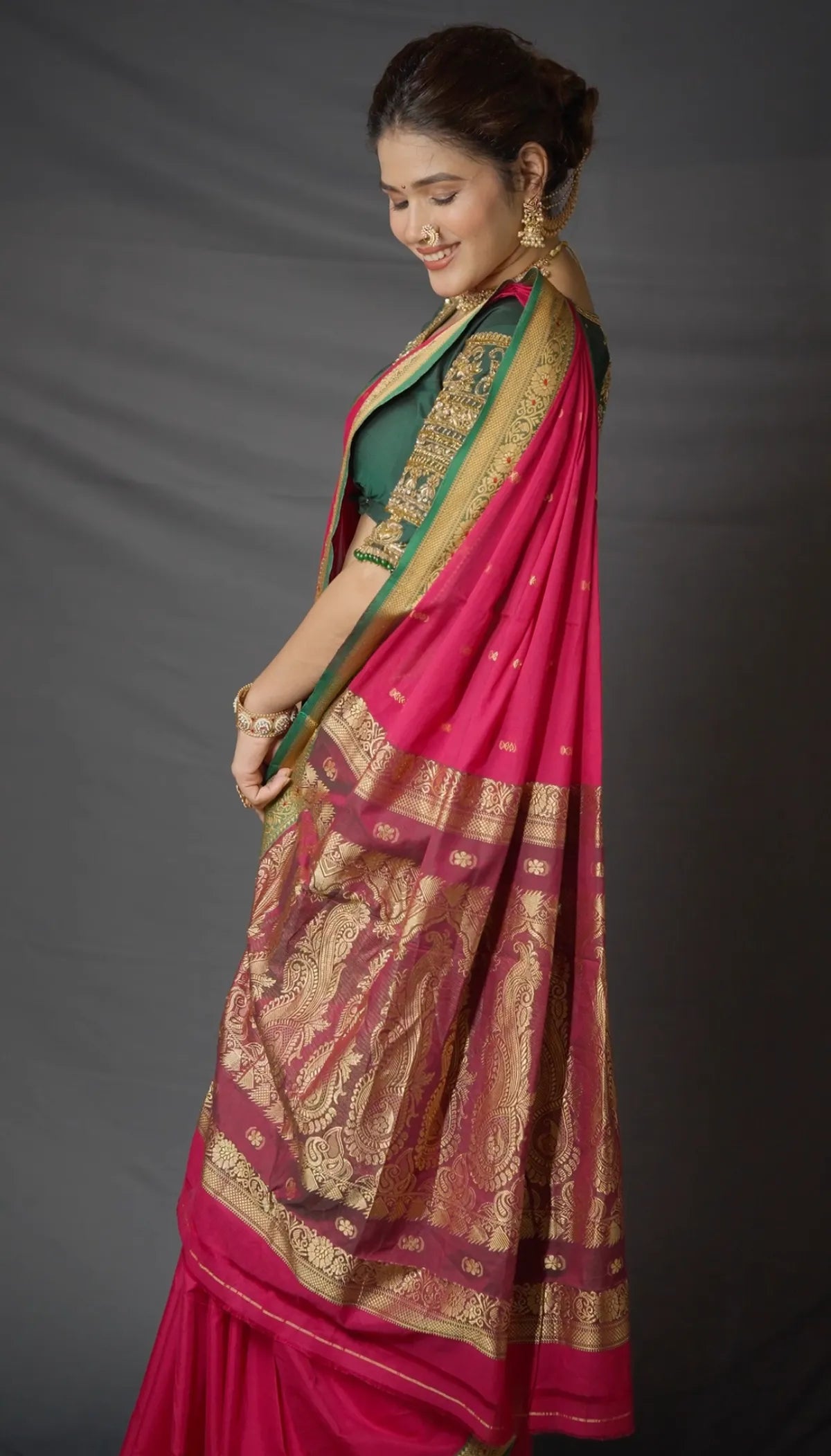 Pink Radhika Narayanpeth Cotton Saree | With Unstitched Blouse Piece For Women