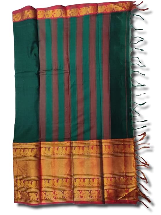 Bottle Green Ayodhya Narayanpeth Cotton Saree | With Unstitched Blouse Piece For Women