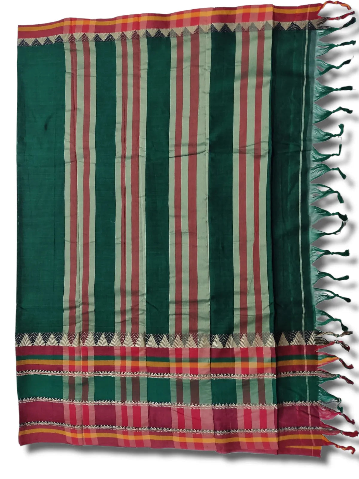 Bottle Green Divya Narayanpeth Cotton Saree | With Unstitched Blouse Piece For Women