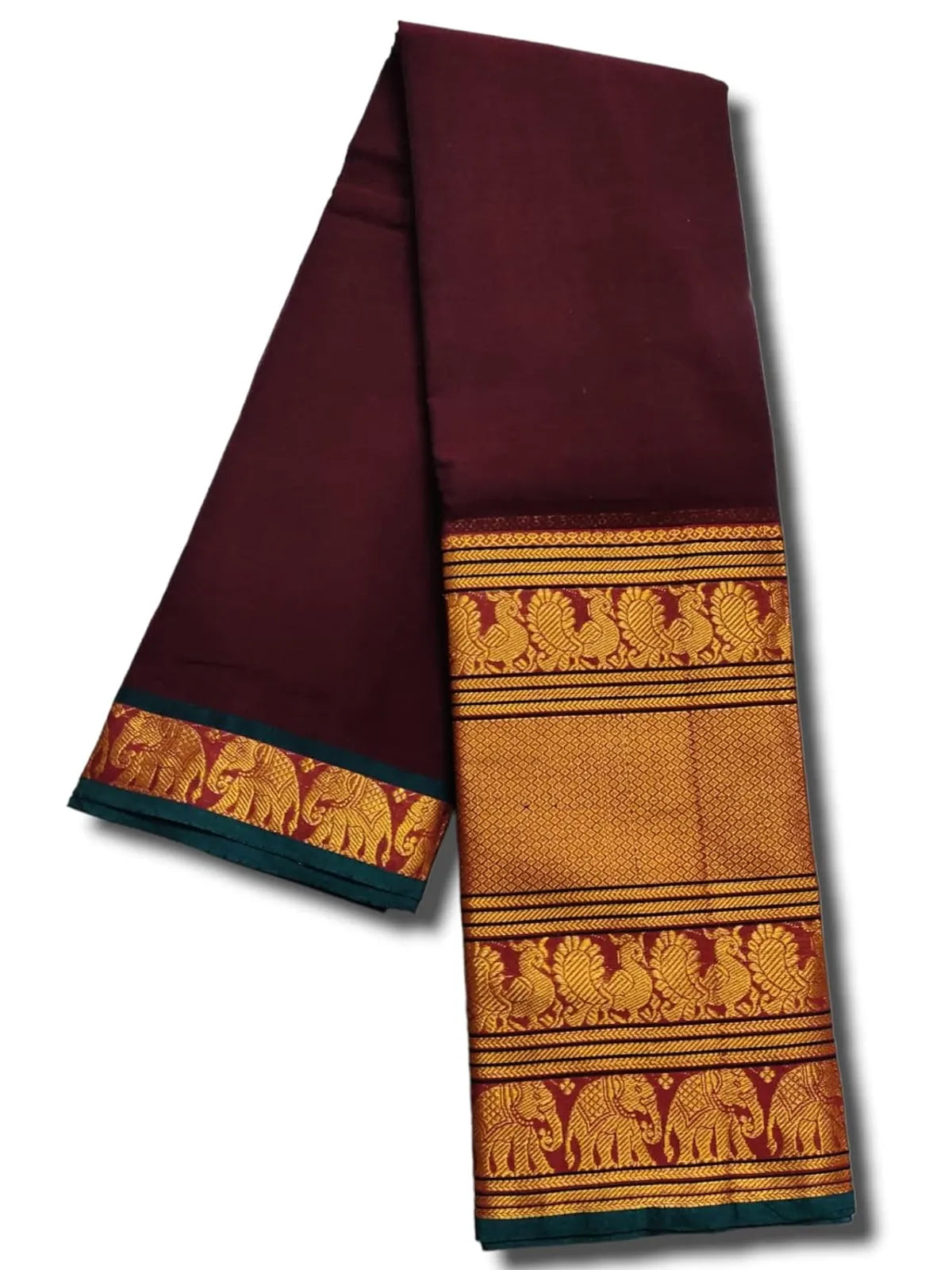 Chacolate Ayodhya Narayanpeth Cotton Saree | With Unstitched Blouse Piece For Women