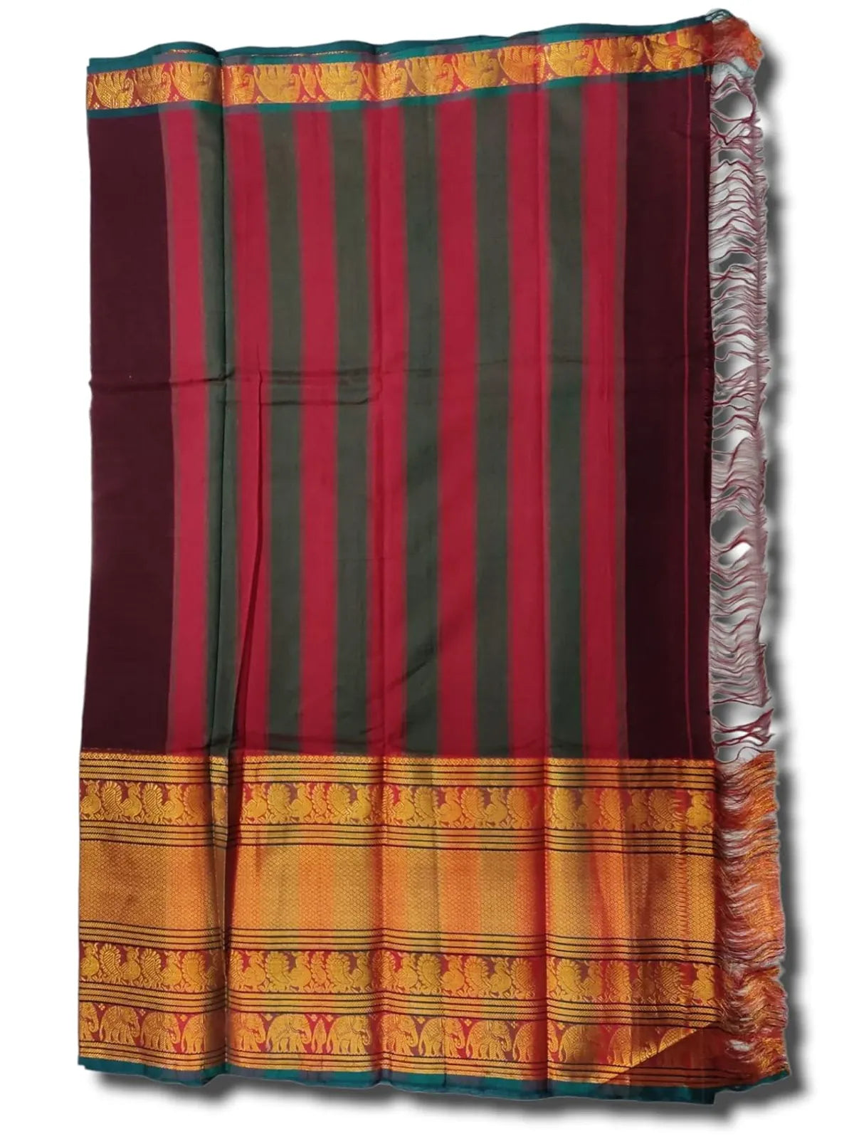 Chacolate Ayodhya Narayanpeth Cotton Saree | With Unstitched Blouse Piece For Women
