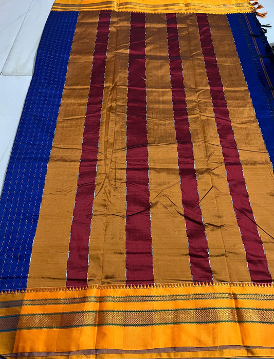 Chacolate Star Plus Narayanpeth Cotton Saree | With Unstitched Blouse Piece For Women