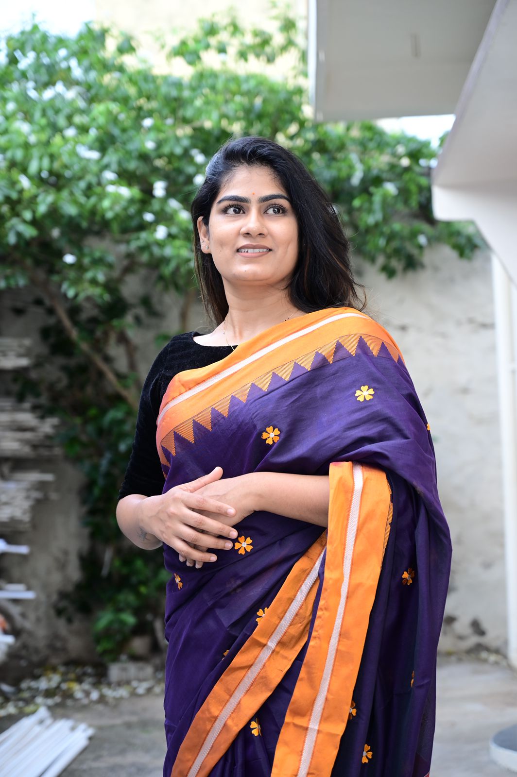 Blue Aishwarya Acrylic Cotton Saree | With Unstitched Blouse Piece For Women