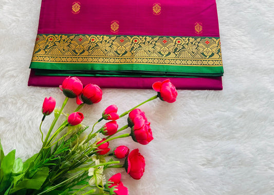 Pink Ahalya Narayanpeth Cotton Saree | With Unstitched Blouse Piece For Women