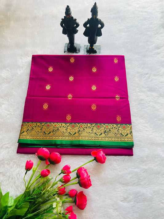 Magenta Ahalya Narayanpeth Cotton Saree | With Unstitched Blouse Piece For Women