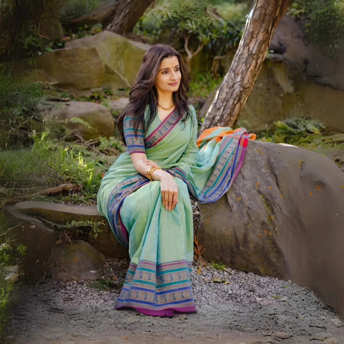 Dual Shaded Aradhya Narayanpeth Cotton Saree | With Unstitched Blouse Piece For Women