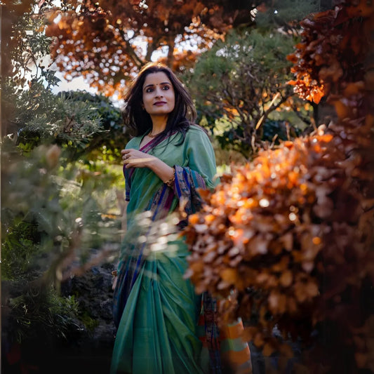 Dual Shaded Aradhya Narayanpeth Cotton Saree | With Unstitched Blouse Piece For Women