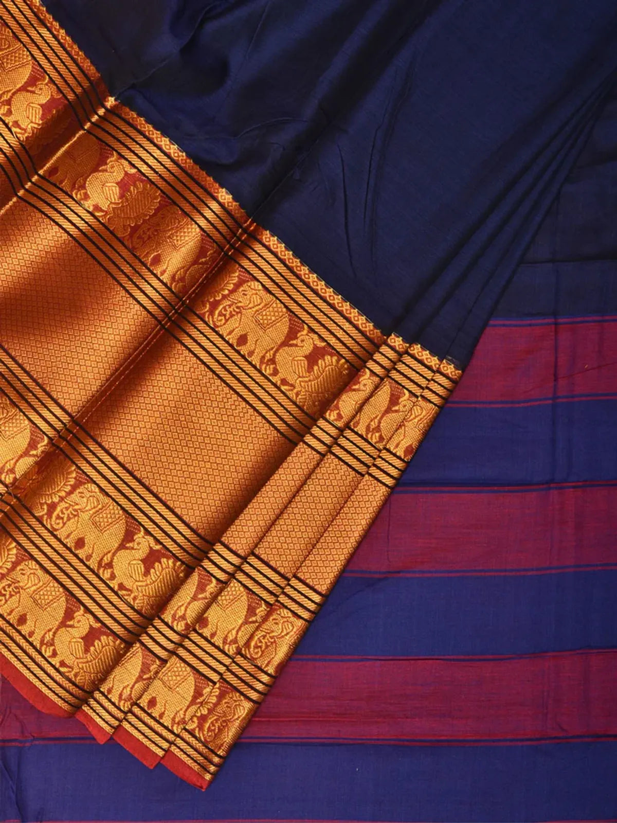Blue Ayodhya Narayanpeth Cotton Saree | With Unstitched Blouse Piece For Women