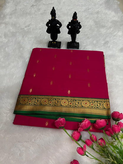 Pink Radhika Narayanpeth Cotton Saree | With Unstitched Blouse Piece For Women
