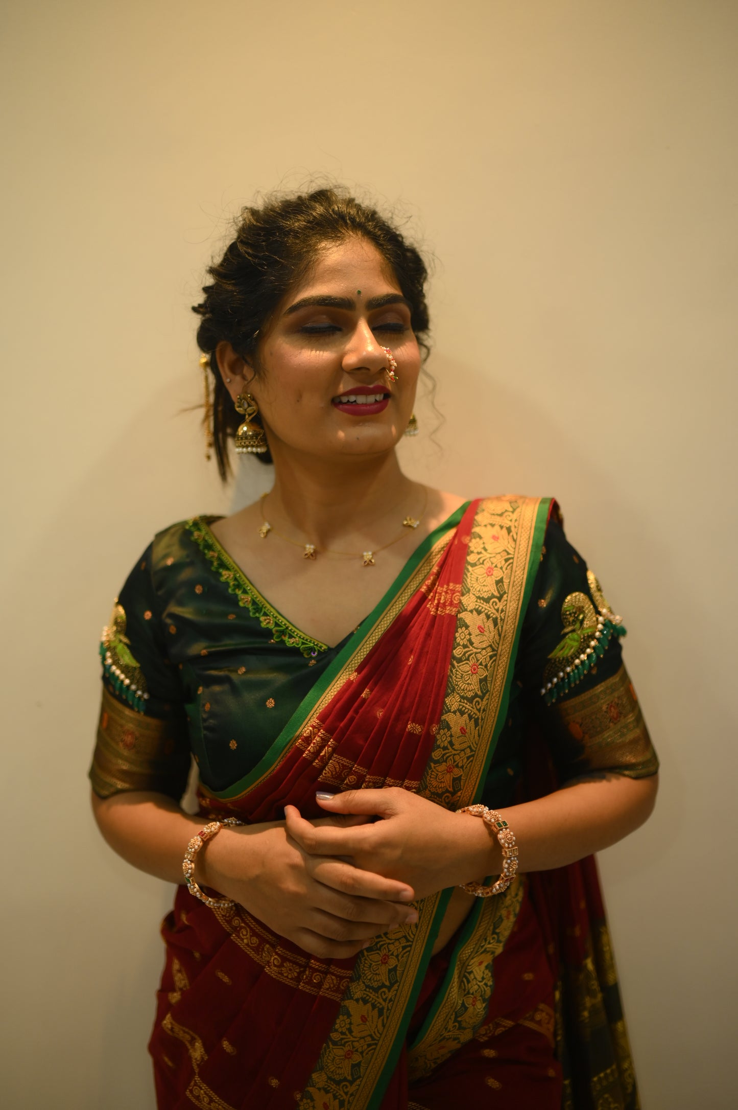 Maroon Kalanjali Narayanpeth Cotton Saree | With Unstitched Blouse Piece For Women