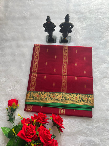 Maroon Kalanjali Narayanpeth Cotton Saree | With Unstitched Blouse Piece For Women